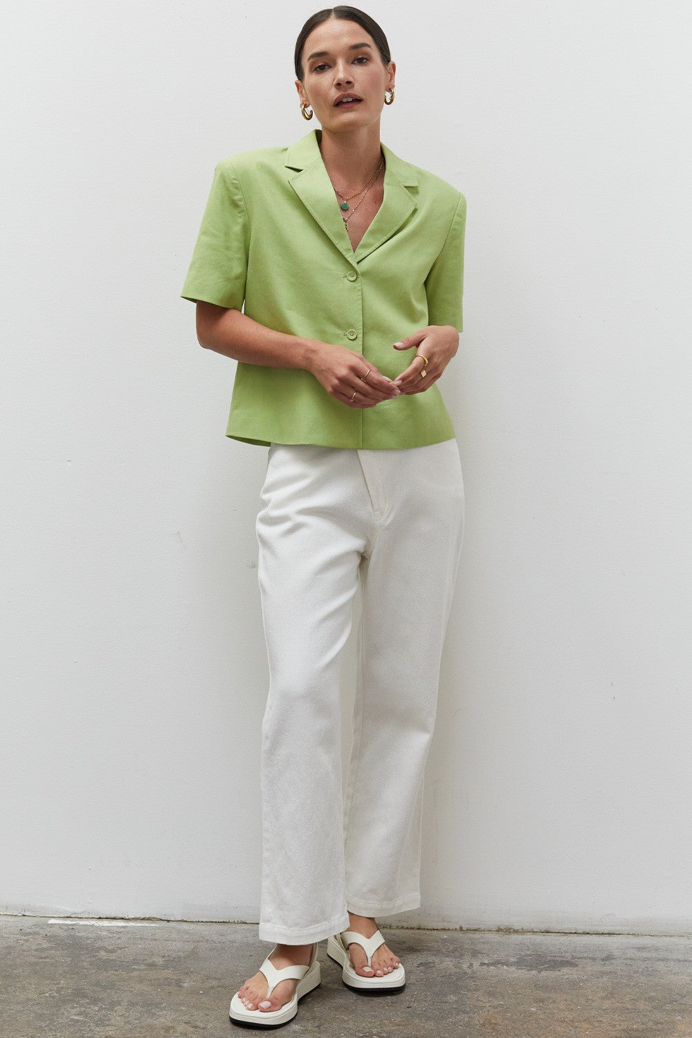 Short Sleeve Blazer/ Green