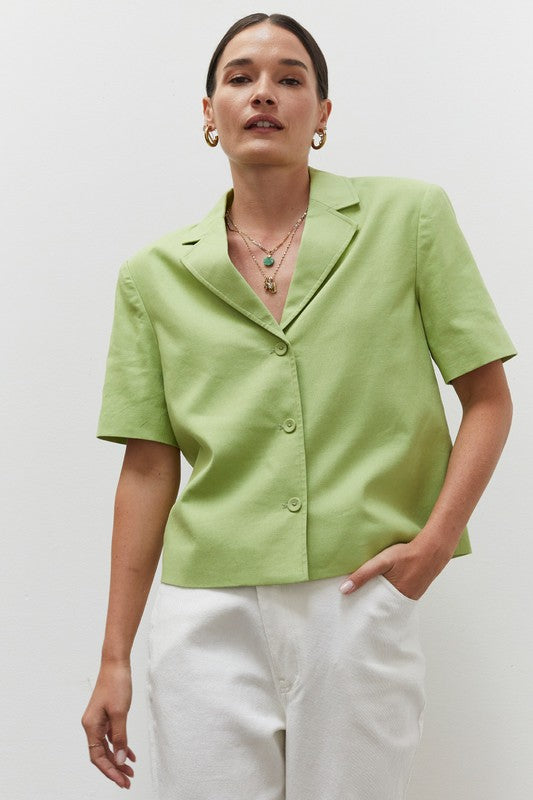 Short Sleeve Blazer/ Green