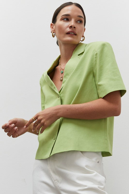 Short Sleeve Blazer/ Green
