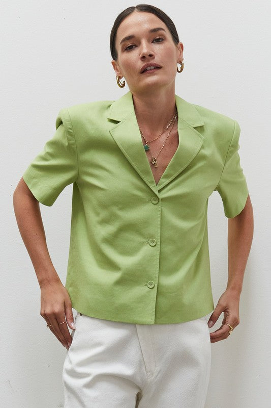 Short Sleeve Blazer/ Green