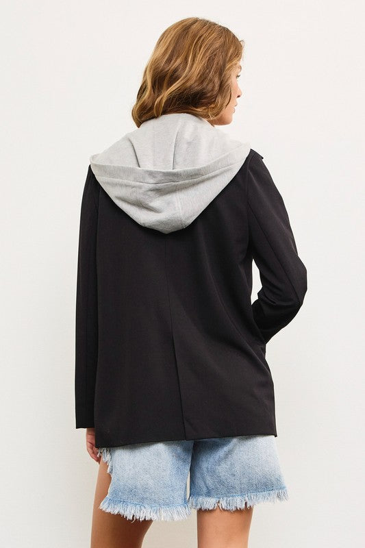 Layered Zip Up Hooded Blazer