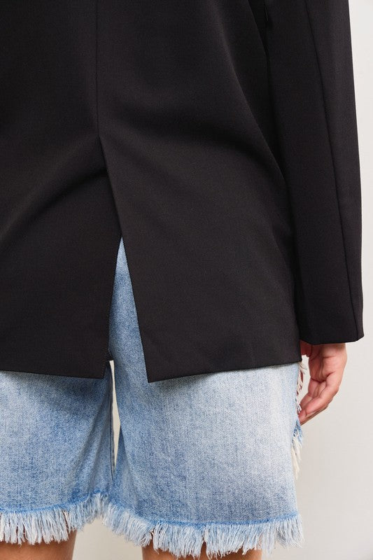 Layered Zip Up Hooded Blazer