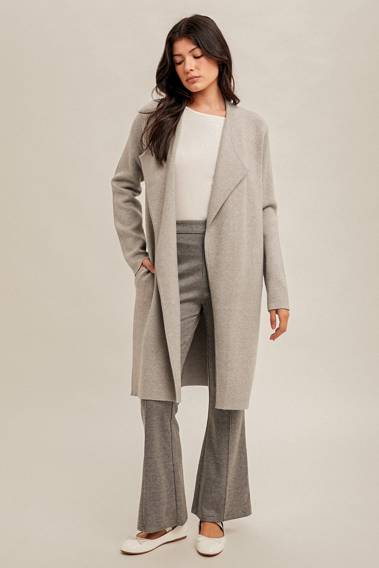 Drape Collar Longline Cardigan