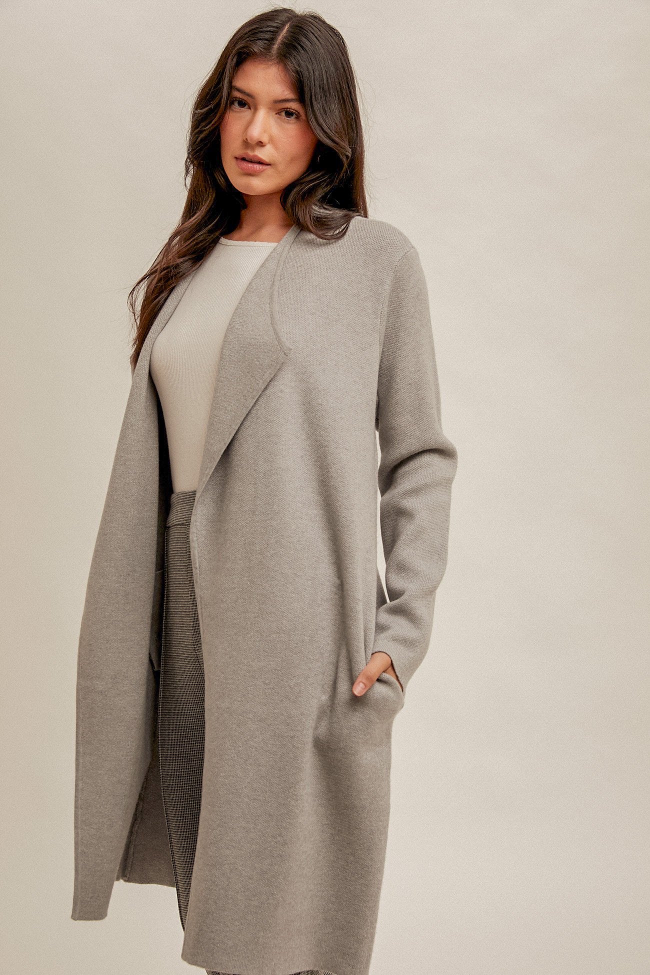 Drape Collar Longline Cardigan
