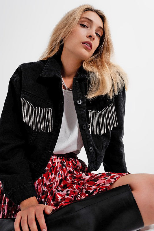 Denim Jacket with Strass