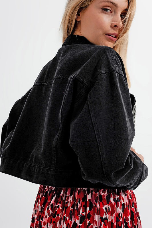 Denim Jacket with Strass