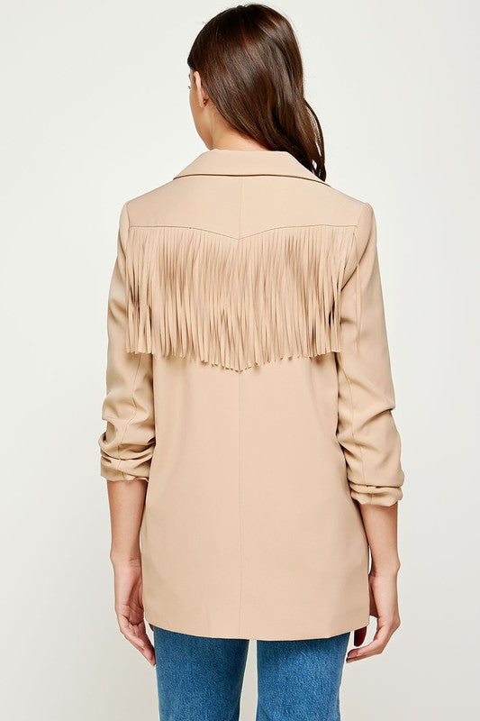 Fringe Detail Boyfriend Blazer