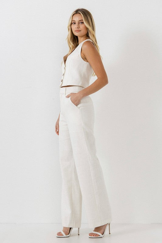 Linen Cropped Tailored Vest