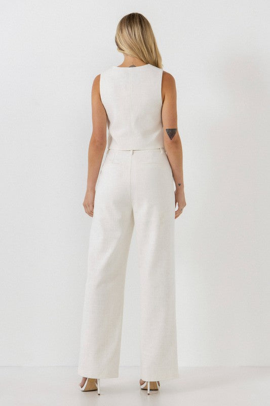 Linen Cropped Tailored Vest
