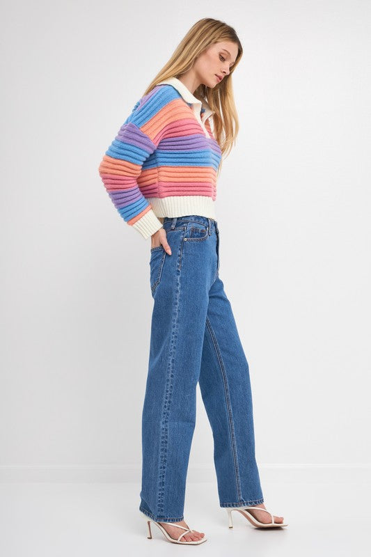 Rainbow Striped Knit Top