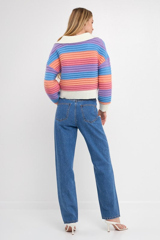 Rainbow Striped Knit Top