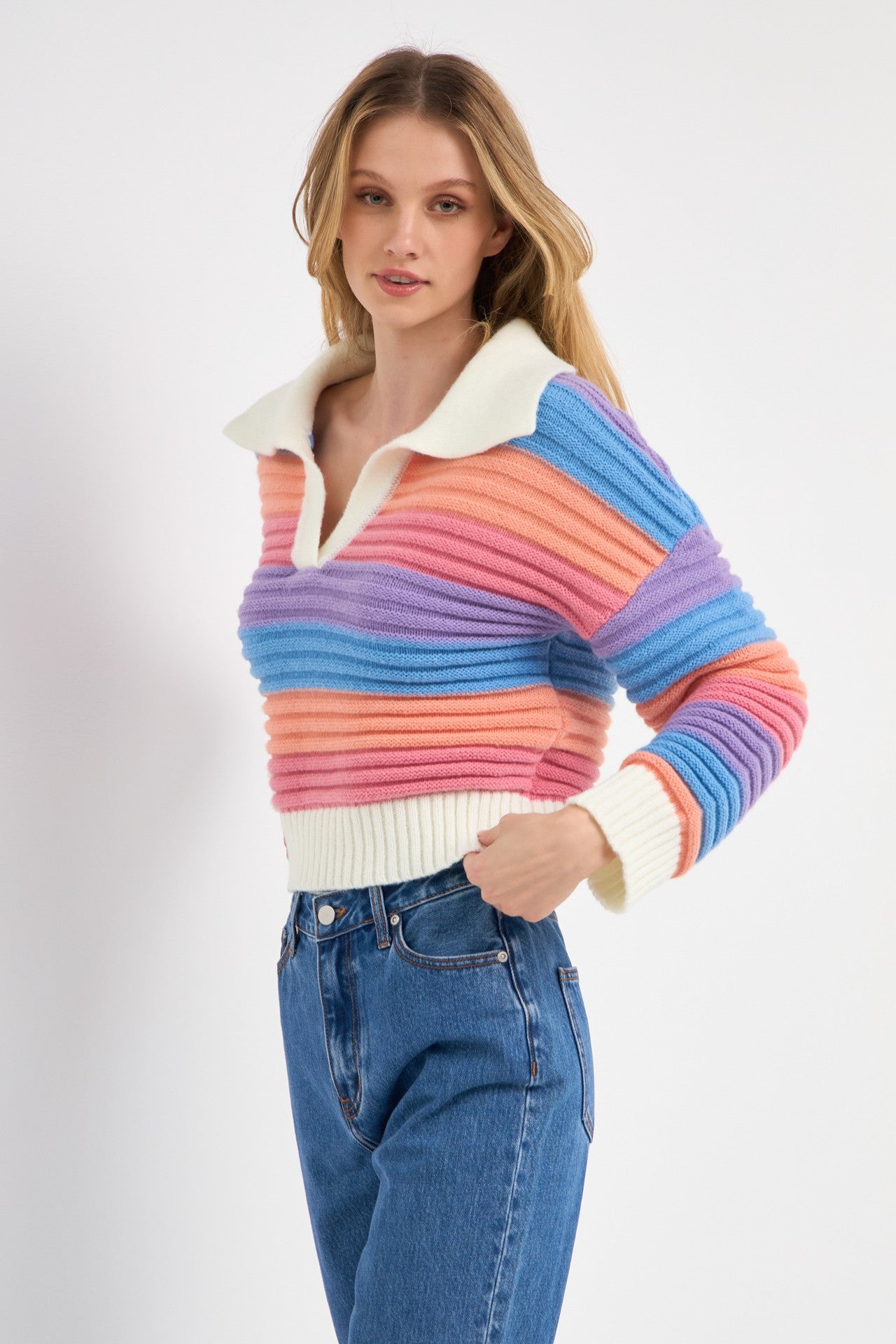 Rainbow Striped Knit Top