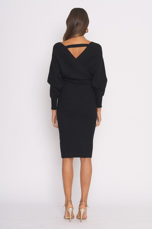 Wrap Bodice Sweater Dress