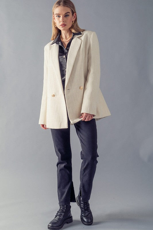 Cream Houndstooth Blazer