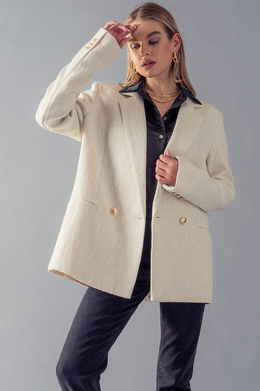 Cream Houndstooth Blazer
