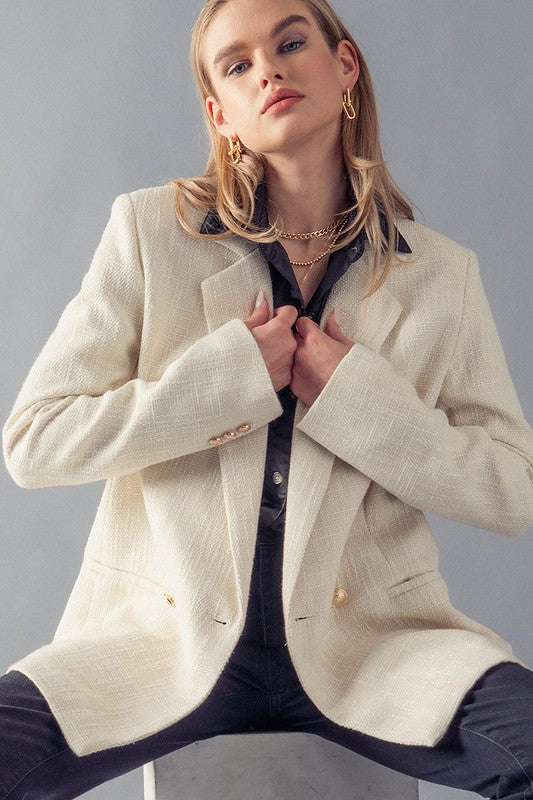Cream Houndstooth Blazer