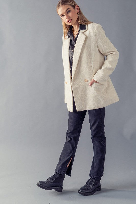 Cream Houndstooth Blazer