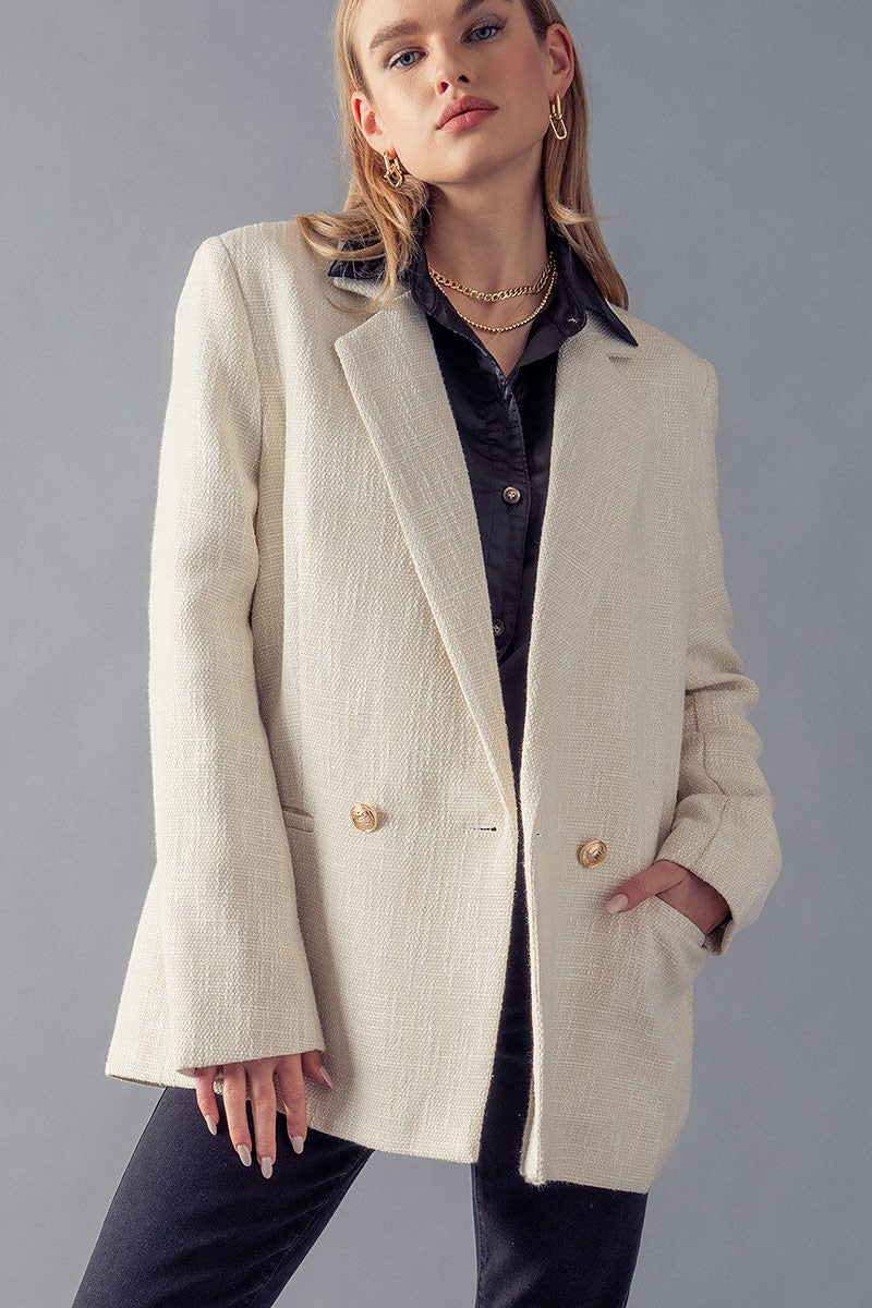 Cream Houndstooth Blazer