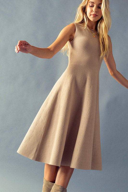 Knitted Sleeveless A-Line Dress