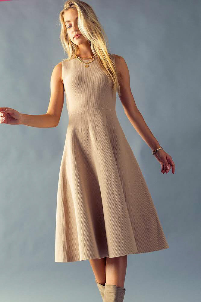Knitted Sleeveless A-Line Dress