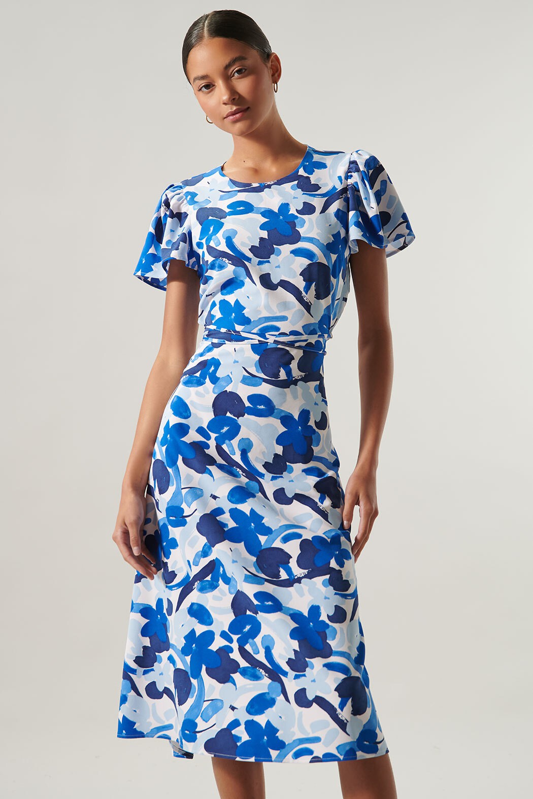 Blue Floral Midi Dress