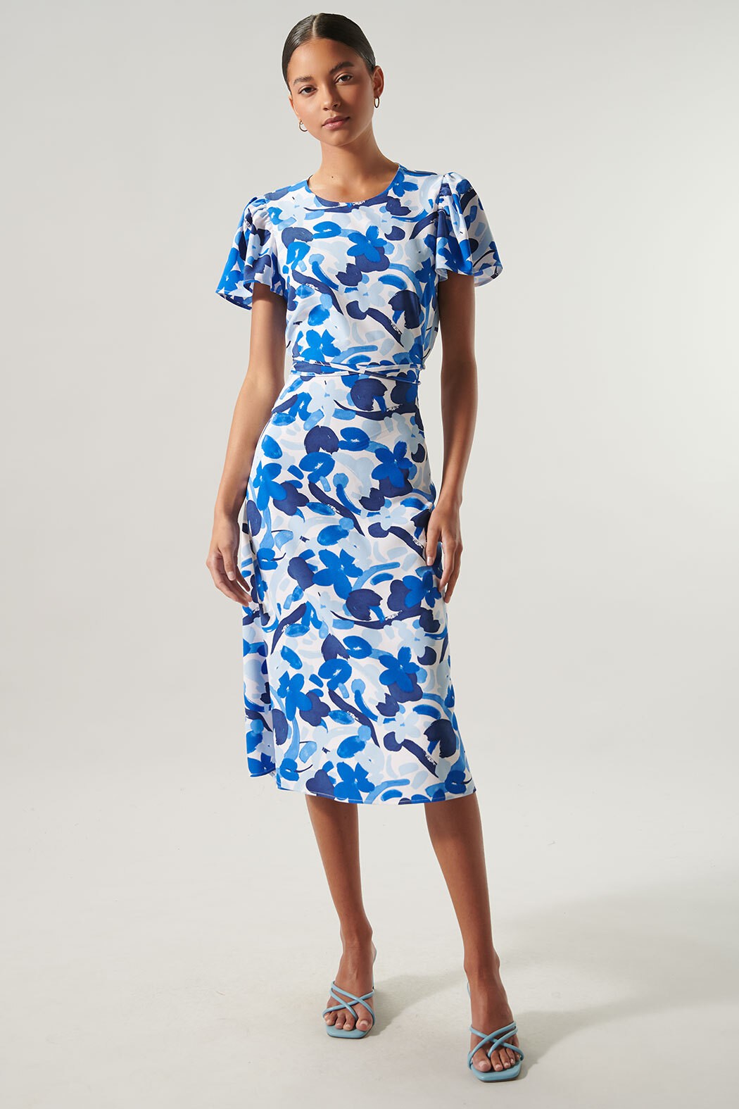 Blue Floral Midi Dress