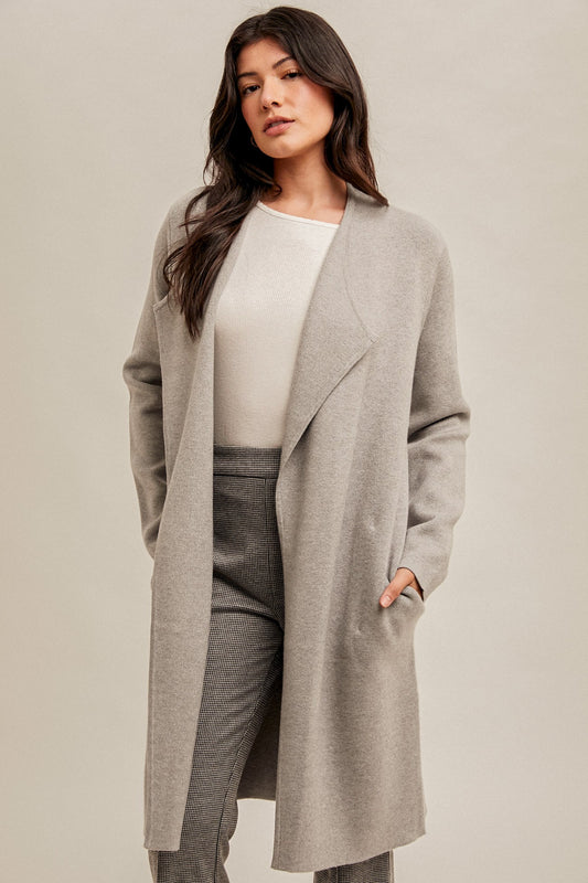 Drape Collar Longline Cardigan