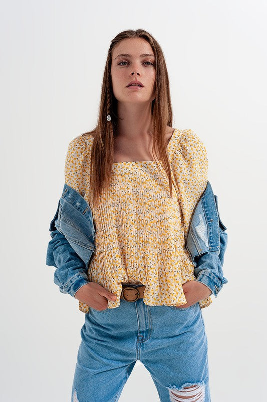 Puff Sleeve Top with Square Neck