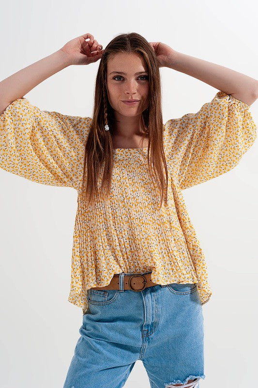 Puff Sleeve Top with Square Neck