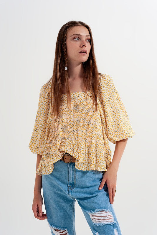 Puff Sleeve Top with Square Neck