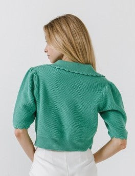 Scallop Edge Short Sleeve Cardigan