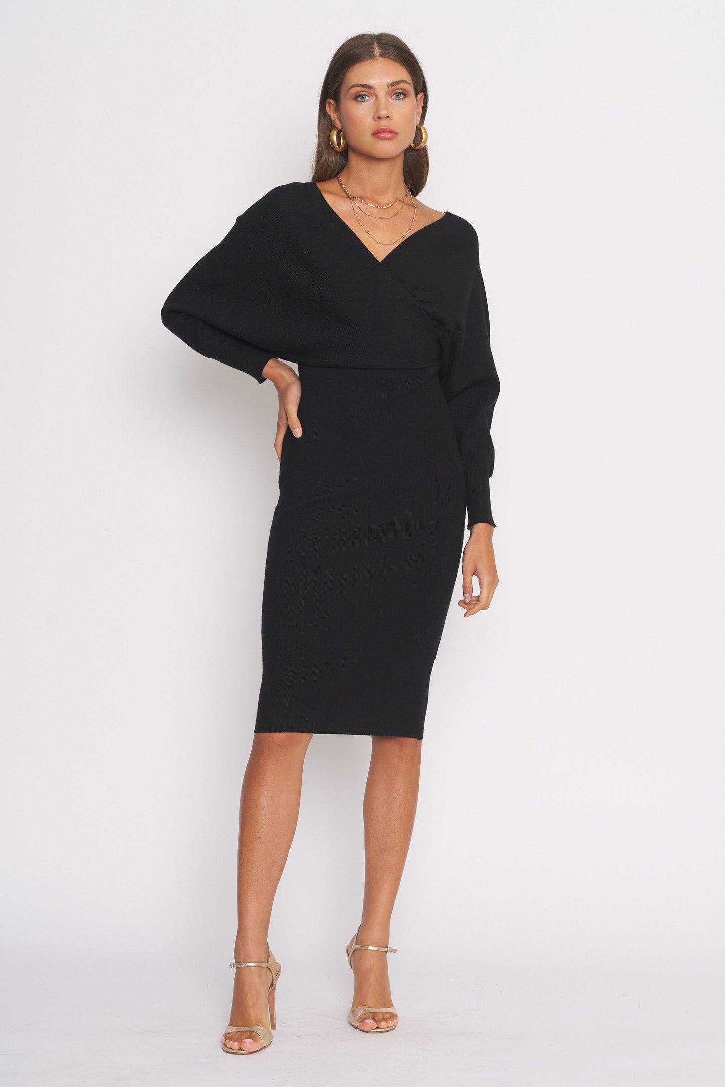 Wrap Bodice Sweater Dress