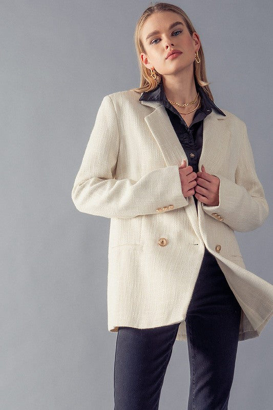 Cream Houndstooth Blazer