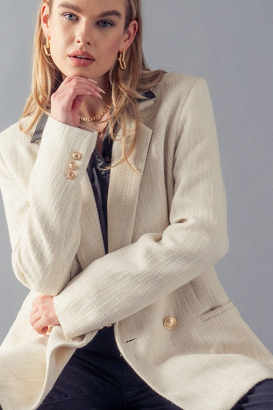 Cream Houndstooth Blazer